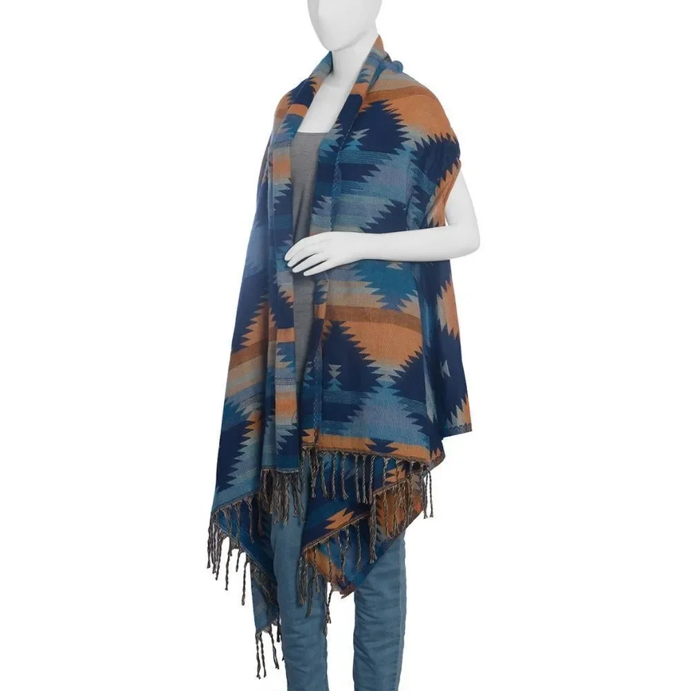 Kimono with Fringes Santa Fe Style Collar …